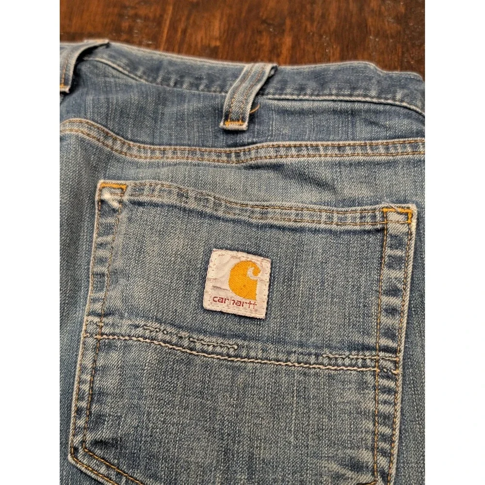 Carhartt Jeans Mens 34x34 Blue Rugged Flex Straight Leg Stretch Denim Paint - Picture 15 of 16